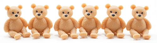 Dollhouse miniature TEDDY BEARS, 6 PIECES